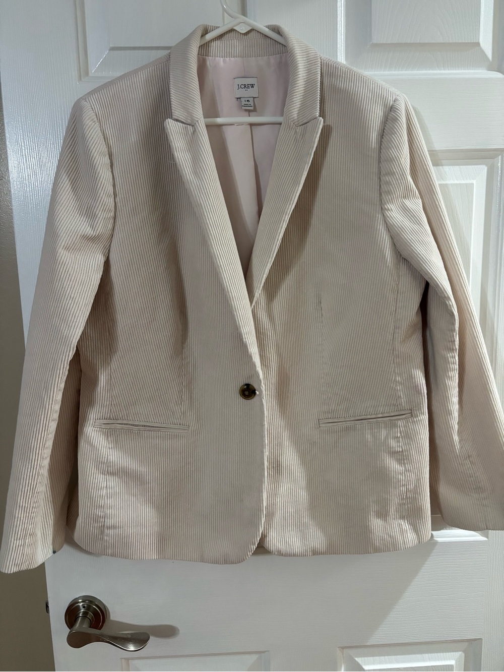 J. Crew Women's Cream Corduroy Single-Button Blazer